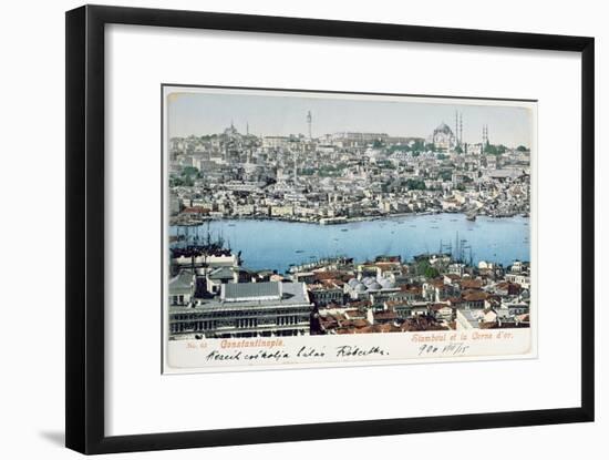 Postcard Depicting a View of Constantinople and the Golden Horn, Early 20th Century-null-Framed Giclee Print