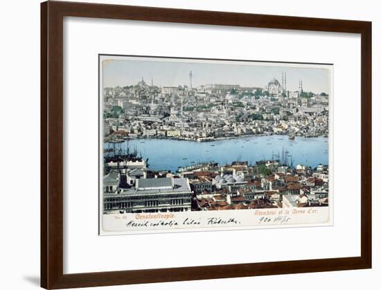 Postcard Depicting a View of Constantinople and the Golden Horn, Early 20th Century-null-Framed Giclee Print