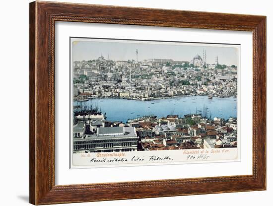 Postcard Depicting a View of Constantinople and the Golden Horn, Early 20th Century-null-Framed Giclee Print