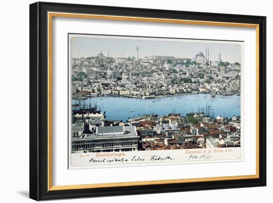 Postcard Depicting a View of Constantinople and the Golden Horn, Early 20th Century-null-Framed Giclee Print