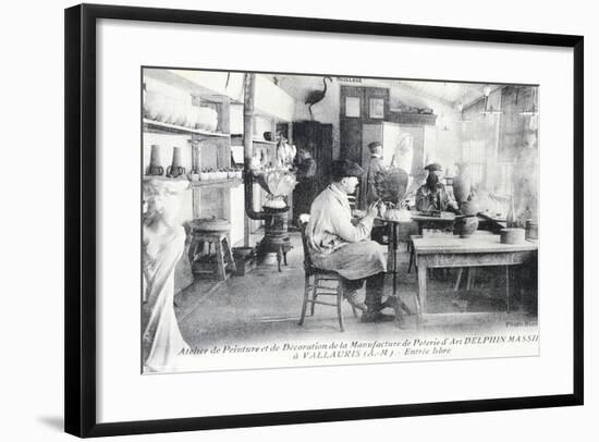 Postcard Depicting Artisans at Work Making Delphin Massier Art Pottery in Vallauris-null-Framed Giclee Print