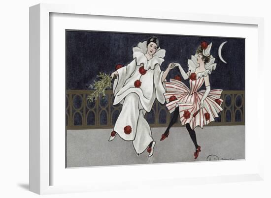 Postcard Depicting Pierrot and His Companion, c.1900-Florence Hardy-Framed Giclee Print