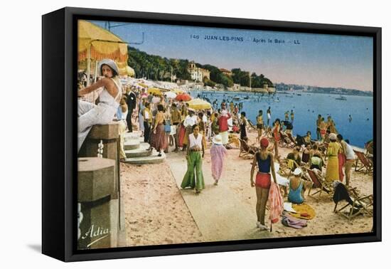 Postcard Depicting the Beach at Juan-Les-Pins, France C.1930-null-Framed Premier Image Canvas