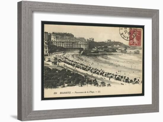 Postcard Depicting the Grande Plage of Biarritz, C.1900 (B/W Photo)-French Photographer-Framed Giclee Print