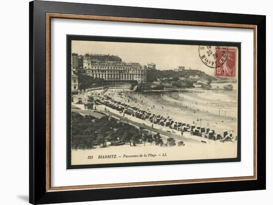 Postcard Depicting the Grande Plage of Biarritz, C.1900 (B/W Photo)-French Photographer-Framed Giclee Print