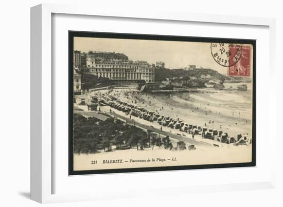 Postcard Depicting the Grande Plage of Biarritz, C.1900 (B/W Photo)-French Photographer-Framed Giclee Print