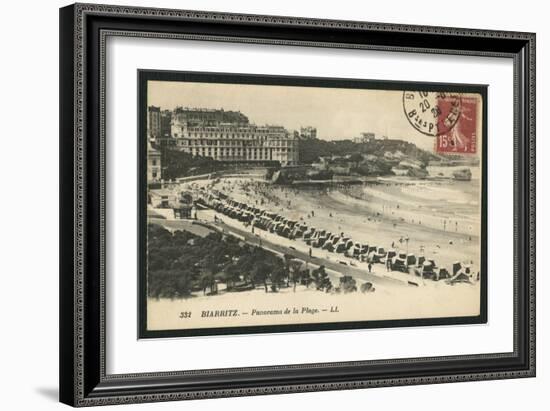 Postcard Depicting the Grande Plage of Biarritz, C.1900 (B/W Photo)-French Photographer-Framed Giclee Print