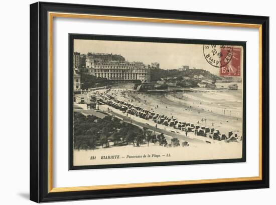 Postcard Depicting the Grande Plage of Biarritz, C.1900 (B/W Photo)-French Photographer-Framed Giclee Print