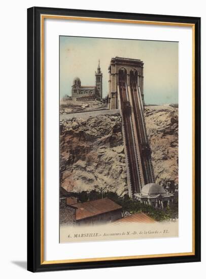 Postcard Depicting the Lift to Notre-Dame De La Garde-null-Framed Photographic Print