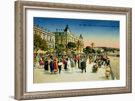 Postcard Depicting the Promenade Des Anglais and the Hotel Ruhl, Nice, C.1930-null-Framed Giclee Print