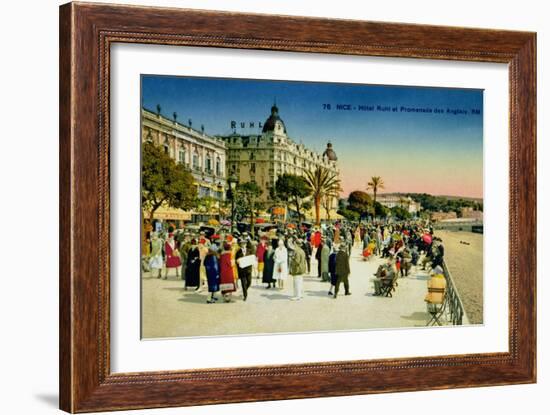 Postcard Depicting the Promenade Des Anglais and the Hotel Ruhl, Nice, C.1930-null-Framed Giclee Print