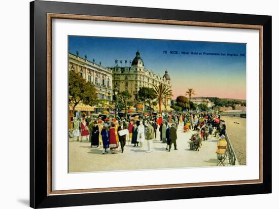 Postcard Depicting the Promenade Des Anglais and the Hotel Ruhl, Nice, C.1930-null-Framed Giclee Print