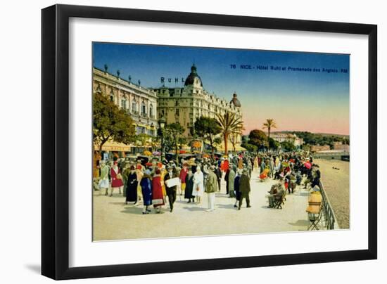 Postcard Depicting the Promenade Des Anglais and the Hotel Ruhl, Nice, C.1930-null-Framed Giclee Print