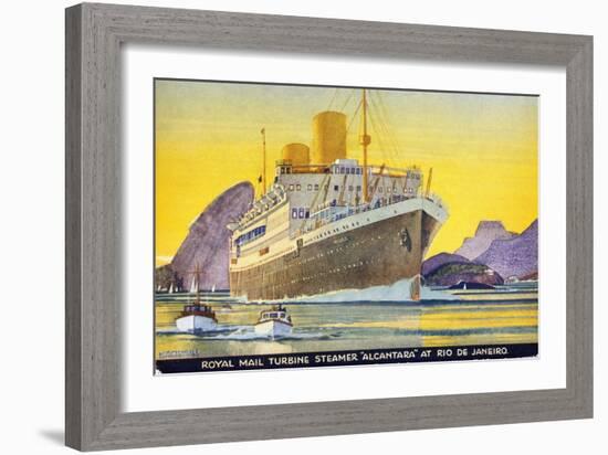 Postcard Depicting the Royal Mail Turbine Steamer Alcantara at Rio de Janeiro, 1930S-Kenneth Shoesmith-Framed Giclee Print