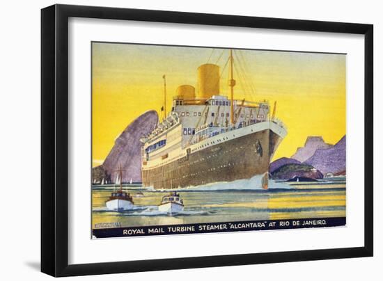 Postcard Depicting the Royal Mail Turbine Steamer Alcantara at Rio de Janeiro, 1930S-Kenneth Shoesmith-Framed Giclee Print