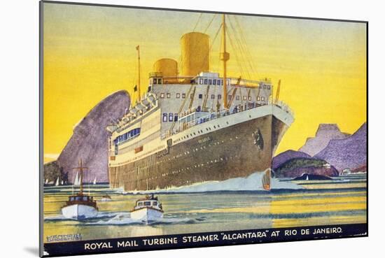 Postcard Depicting the Royal Mail Turbine Steamer Alcantara at Rio de Janeiro, 1930S-Kenneth Shoesmith-Mounted Giclee Print