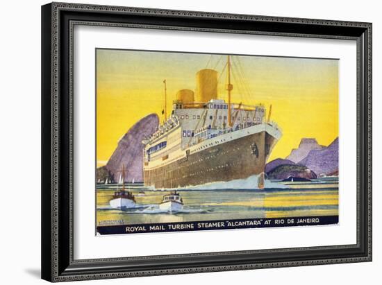 Postcard Depicting the Royal Mail Turbine Steamer Alcantara at Rio de Janeiro, 1930S-Kenneth Shoesmith-Framed Giclee Print