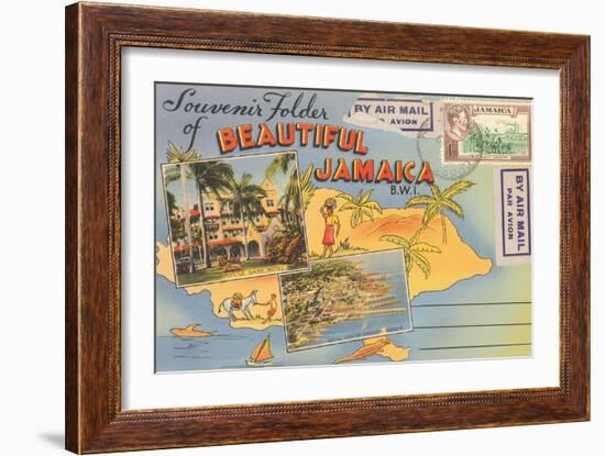 Postcard Folder, Beautiful Jamaica-null-Framed Art Print