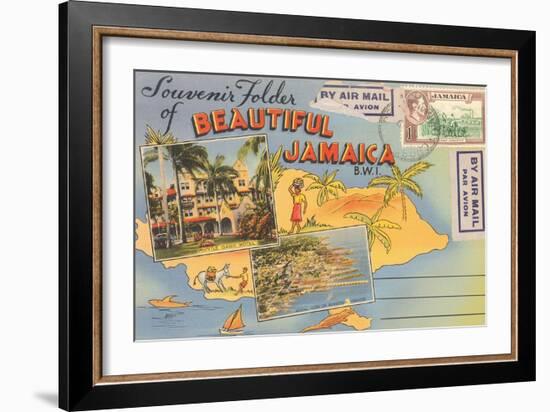 Postcard Folder, Beautiful Jamaica-null-Framed Art Print