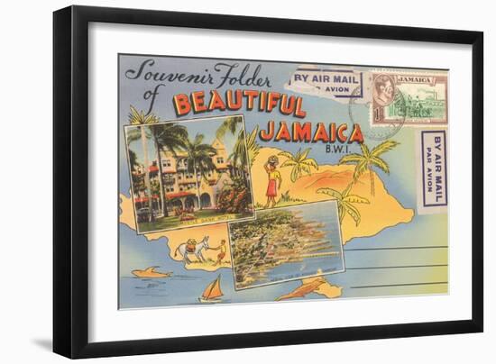 Postcard Folder, Beautiful Jamaica-null-Framed Premium Giclee Print