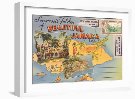 Postcard Folder, Beautiful Jamaica-null-Framed Premium Giclee Print