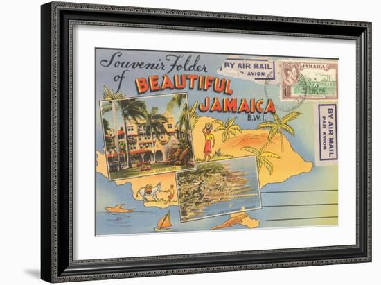 Postcard Folder, Beautiful Jamaica-null-Framed Premium Giclee Print