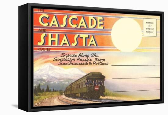 Postcard Folder, Cascade, Shasta, Routes-null-Framed Stretched Canvas