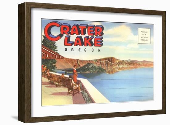 Postcard Folder, Greetings from Crater Lake, Oregon-null-Framed Art Print