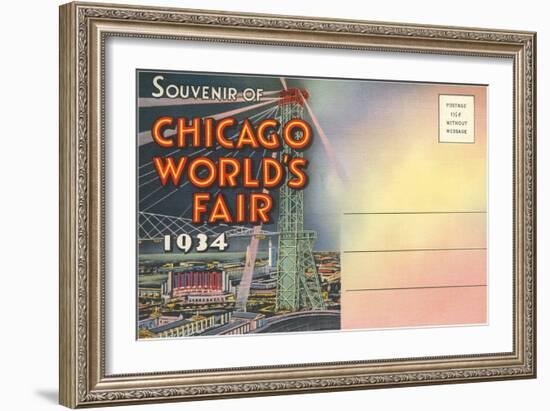 Postcard Folder, Souvenir of Chicago World's Fair-null-Framed Art Print