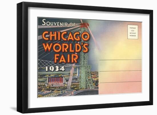 Postcard Folder, Souvenir of Chicago World's Fair-null-Framed Art Print