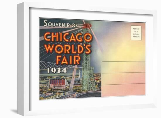 Postcard Folder, Souvenir of Chicago World's Fair-null-Framed Art Print