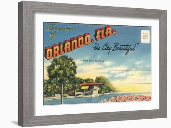 Postcard Folder, Souvenir of Orlando, Florida-null-Framed Art Print