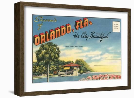 Postcard Folder, Souvenir of Orlando, Florida-null-Framed Art Print