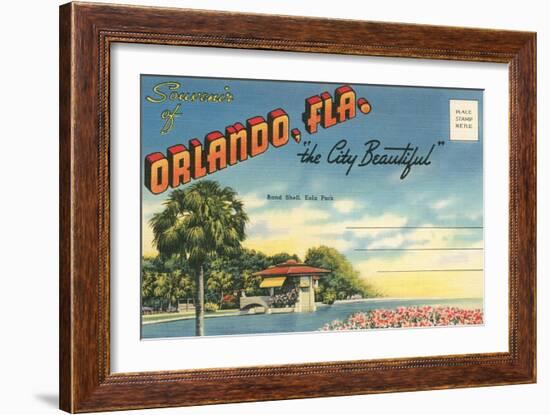 Postcard Folder, Souvenir of Orlando, Florida-null-Framed Art Print