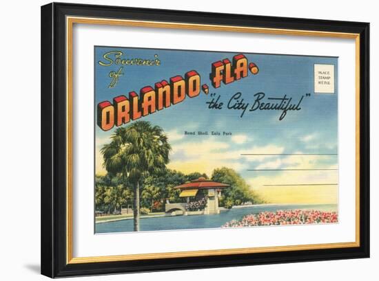 Postcard Folder, Souvenir of Orlando, Florida-null-Framed Art Print