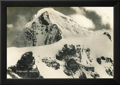 Postcard, Historical, Berghaus Jungfraujoch, Switzerland, the Bernese Alps,  B/W' Photographic Print - Starfoto | Art.com