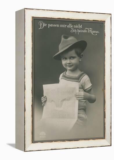 Postcard of a German Boy, Reading Newspaper, 1913-German photographer-Framed Premier Image Canvas