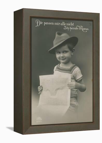 Postcard of a German Boy, Reading Newspaper, 1913-German photographer-Framed Premier Image Canvas