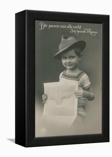 Postcard of a German Boy, Reading Newspaper, 1913-German photographer-Framed Premier Image Canvas