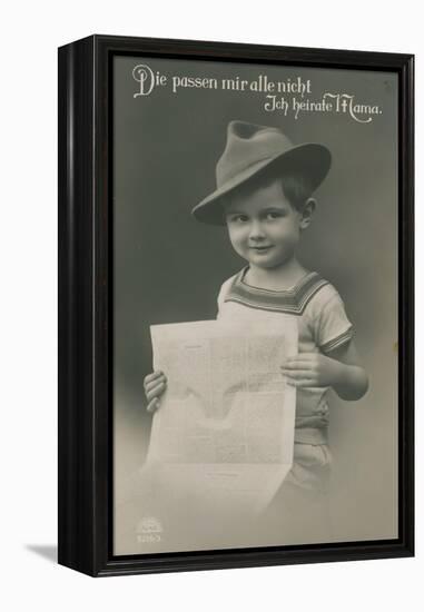 Postcard of a German Boy, Reading Newspaper, 1913-German photographer-Framed Premier Image Canvas