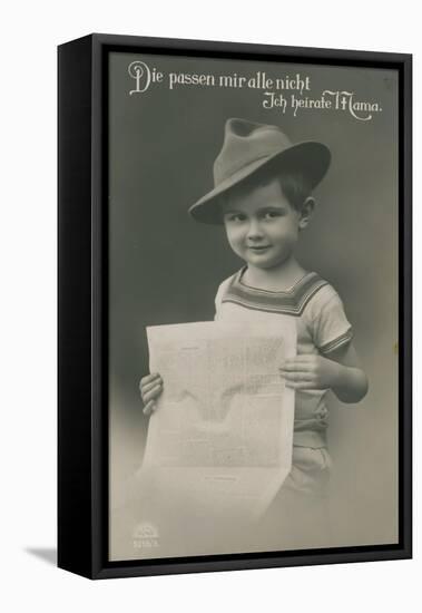 Postcard of a German Boy, Reading Newspaper, 1913-German photographer-Framed Premier Image Canvas