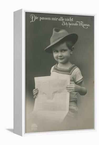 Postcard of a German Boy, Reading Newspaper, 1913-German photographer-Framed Premier Image Canvas