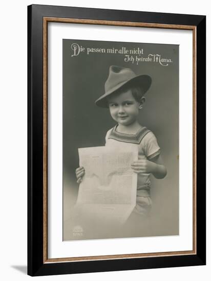 Postcard of a German Boy, Reading Newspaper, 1913-German photographer-Framed Giclee Print