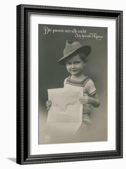 Postcard of a German Boy, Reading Newspaper, 1913-German photographer-Framed Giclee Print