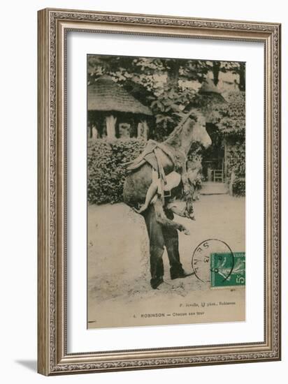 Postcard of a Man Carrying a Donkey, Sent in 1913-French Photographer-Framed Giclee Print