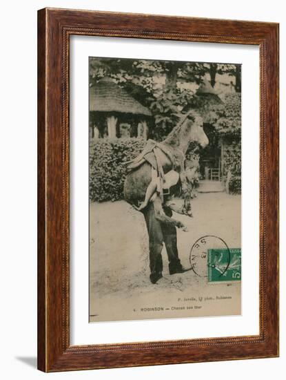 Postcard of a Man Carrying a Donkey, Sent in 1913-French Photographer-Framed Giclee Print