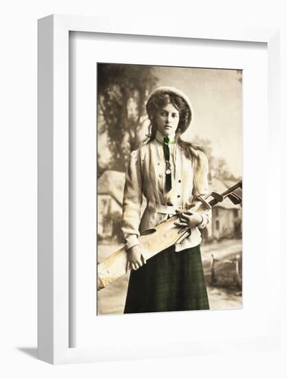Postcard of a woman golfer, c1912-Unknown-Framed Photographic Print