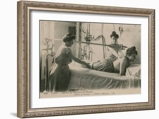 Postcard of a Woman Receiving a Shower and Massage at the Thermal Baths in Vichy, Sent in 1913-French Photographer-Framed Giclee Print