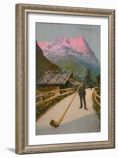 Postcard of an Alphorn Blower, Sent in 1913-Swiss photographer-Framed Giclee Print