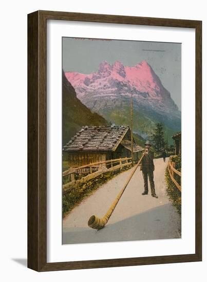 Postcard of an Alphorn Blower, Sent in 1913-Swiss photographer-Framed Giclee Print